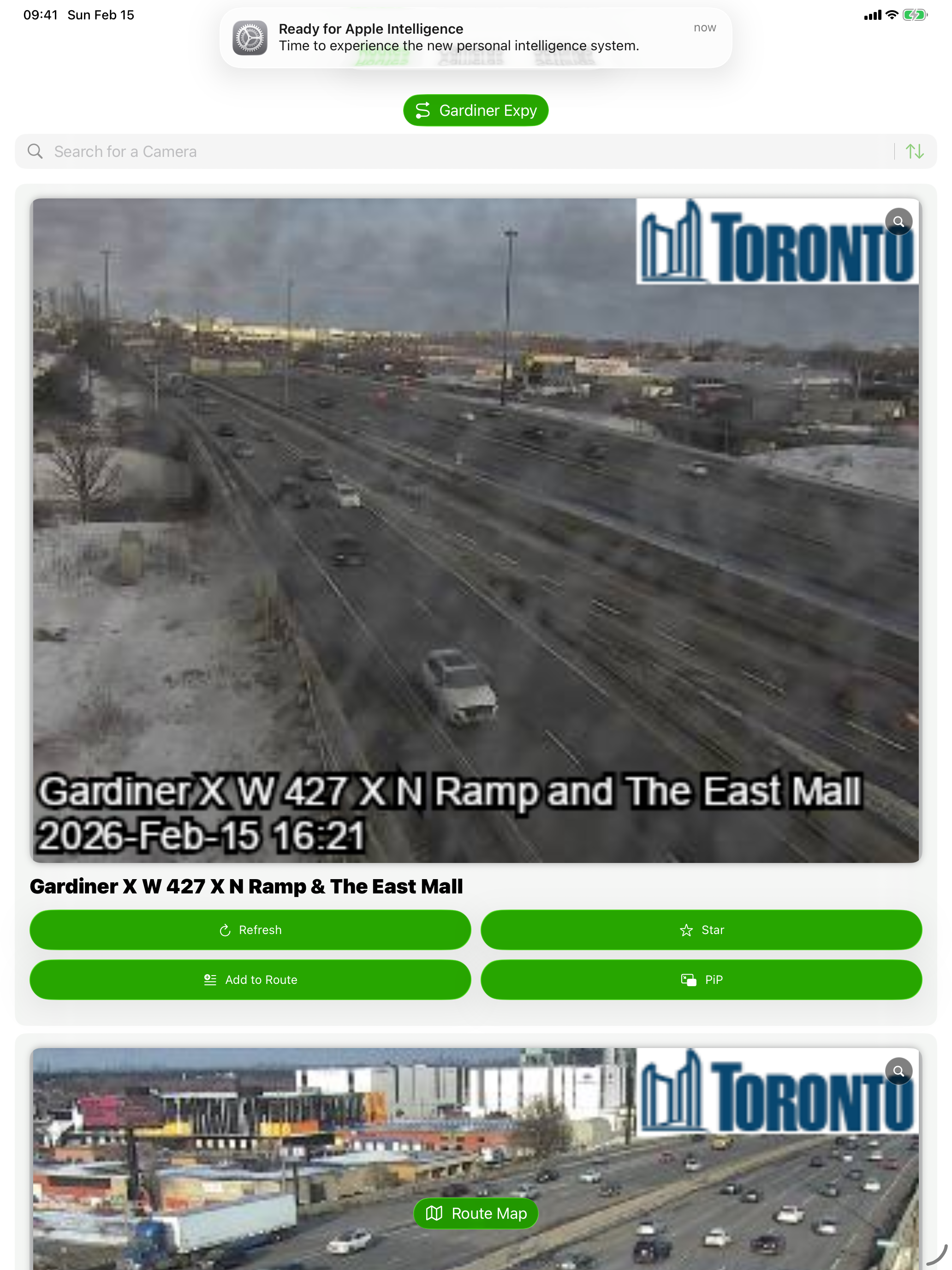 Route list screenshot